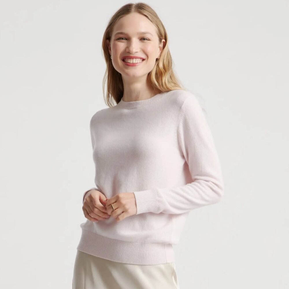 Quince Mongolian Cashmere Crewneck Sweater - Minimal Pink Size S